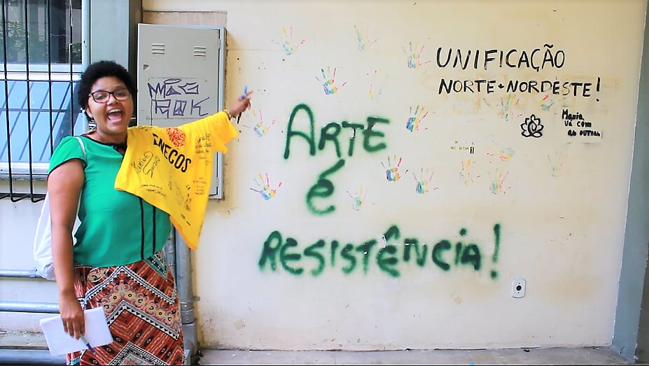 Mensagens na parede durante o Enecom 2018